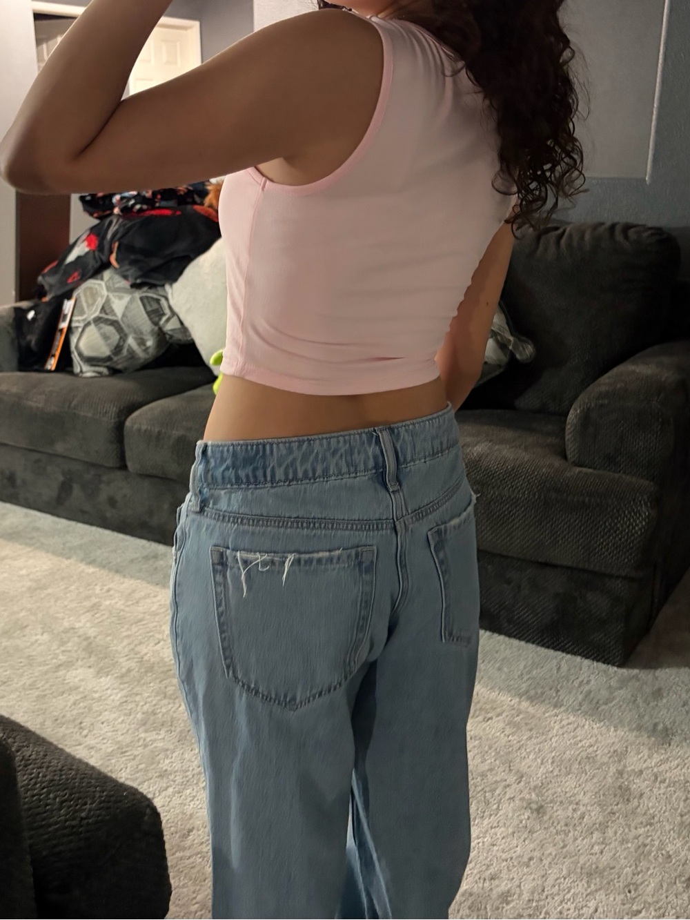 SHEIN Pastel Pink Square Neck Crop Tank - Picture 2 of 4